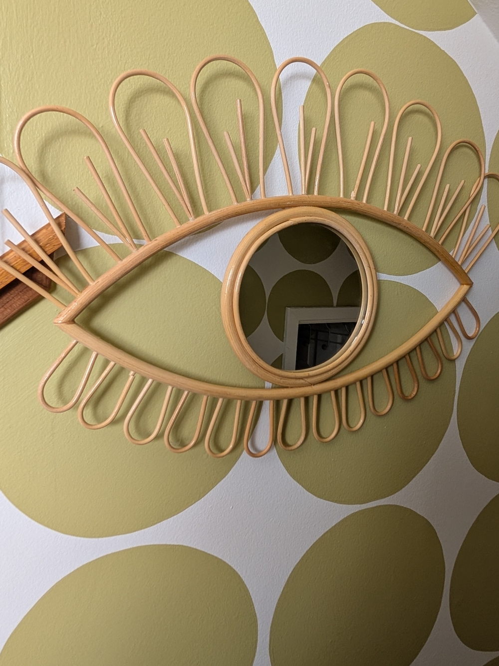 Natural Rattan Eye Wall Mirror - Beige